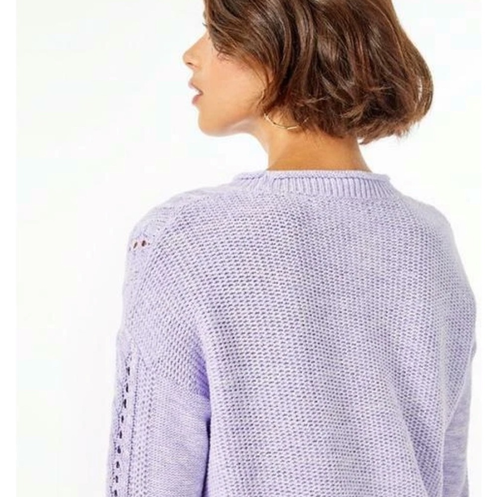 Lilly Pulitzer MAXCY SWEATER Light Lilac Verbena Marl Purple S preppy cotton - Picture 3 of 8